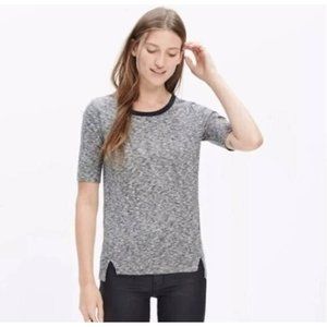 Madewell Soundcheck Ringer Tee 100% Cotton Knit T-Shirt Marled Grey Black Sz M